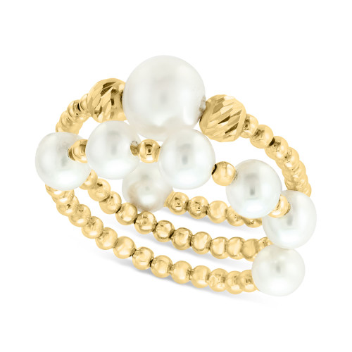 EFFY® Cultured Freshwater Pearl (4-1/2 - 7mm) Beaded Coil Ring in 14k Gold