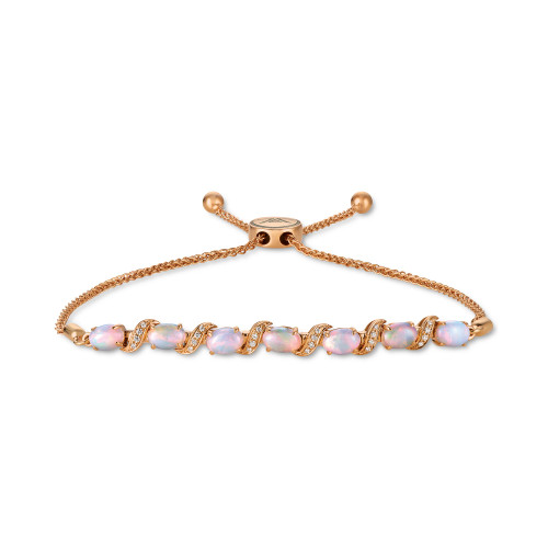 Opal (1-3/4 ct. t.w.) & Vanilla Diamond (1/10 ct. t.w.) Bolo Bracelet in 14k Rose Gold