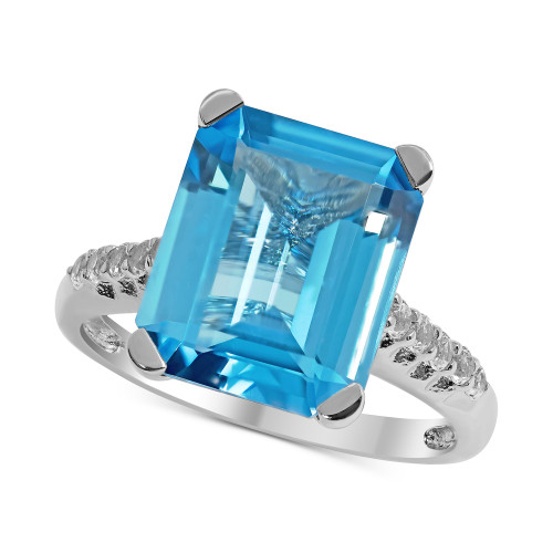 Blue Topaz (6 ct. t.w.) & White Topaz (1/4 ct. t.w.) Statement Ring in Sterling Silver