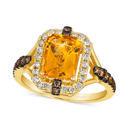 Cinnamon Citrine (2 ct. t.w.) & Diamond (1/2 ct. t.w.) Halo Ring in 14k Gold
