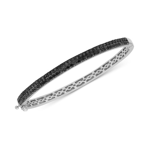 Black Diamond Bangle Bracelet (2 ct. t.w.) in Sterling Silver