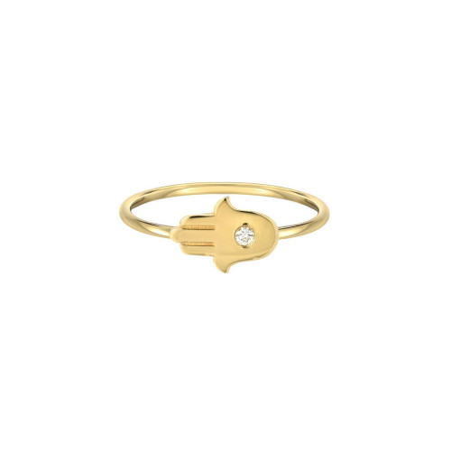 14K Gold Diamond Hamsa Ring