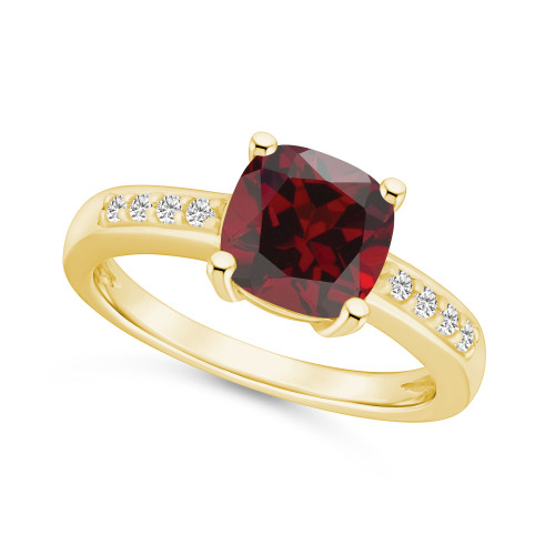 Garnet and Diamond Ring (2-3/4 ct.t.w and 1/8 ct.t.w) 14K Yellow Gold