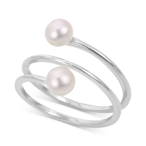 Cultured Freshwater Pearl (3-1/2 - 4mm) Coil Ring in Sterling Silver