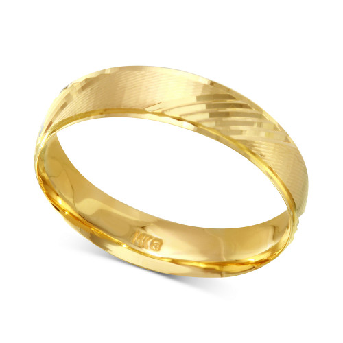 Diagonal Textured Wedding Band in 14k Gold
