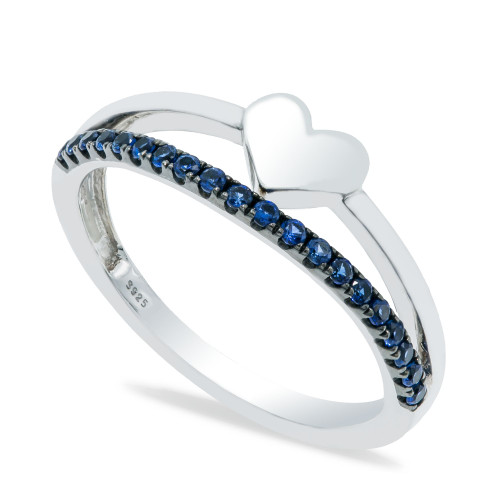 Sapphire (1/5 ct. t.w.) Heart Ring in Sterling Silver