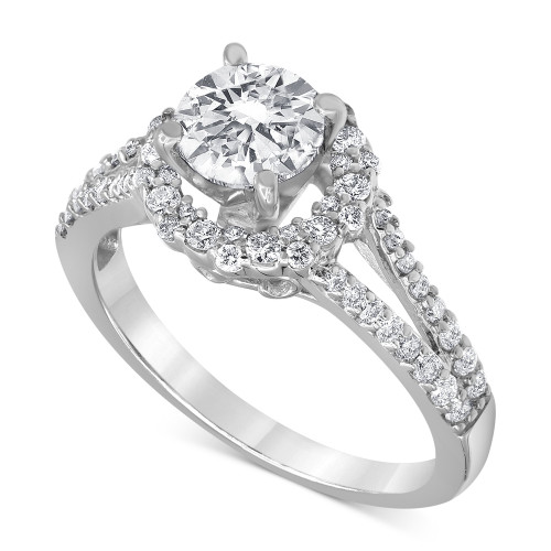 Diamond Raised Gallery Halo Engagement Ring (1-1/2 ct. t.w.) in 14k White Gold