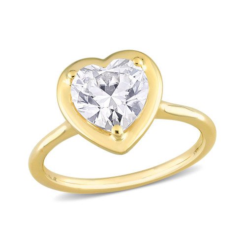 Moissanite in 10K Gold Heart Solitaire Engagement Ring