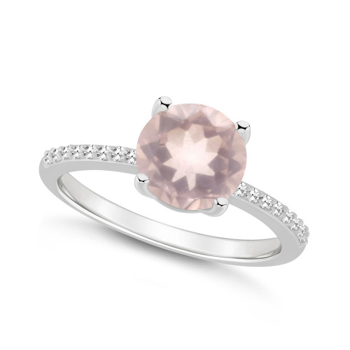 Women's Rose Quartz (1-3/4 ct.t.w.) and Diamond (1/10 ct.t.w.) Ring in Sterling Silver