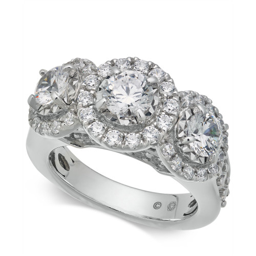 Diamond Triple Halo Ring (3 ct. t.w.) in 14k White Gold