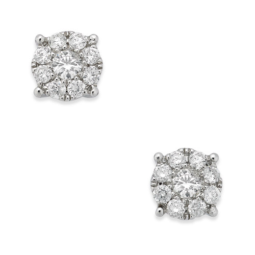 Diamond Cluster Stud Earrings (1/4 ct. t.w.) in 14k White Gold