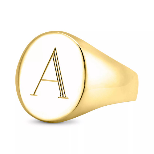 Initial Signet Ring in 14K Gold-Plated Sterling Silver