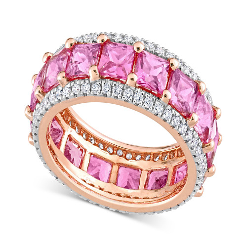 Pink Sapphire (5-5/8 ct. t.w.) & Diamond (5/8 ct. t.w.) Eternity Band in 14k Rose Gold