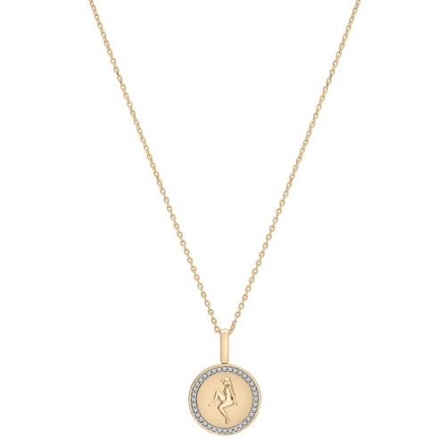Diamond Virgo Disc 18" Pendant Necklace (1/10 ct. t.w.) in 14k Gold-Plated Sterling Silver, Created for Macy's