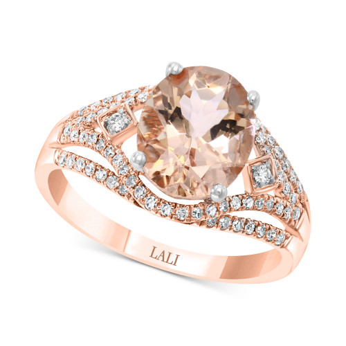 Morganite (2-3/4 ct. t.w.) & Diamond (1/4 ct. t.w.) Ring in 14k Rose Gold & White Gold