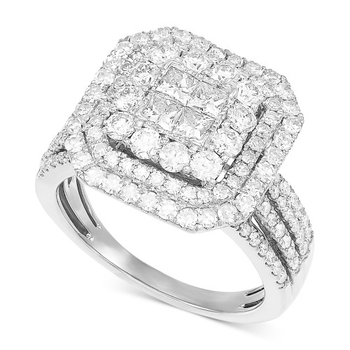 Diamond Princess Quad Halo Engagement Ring (2 ct. t.w.) in 10k White Gold