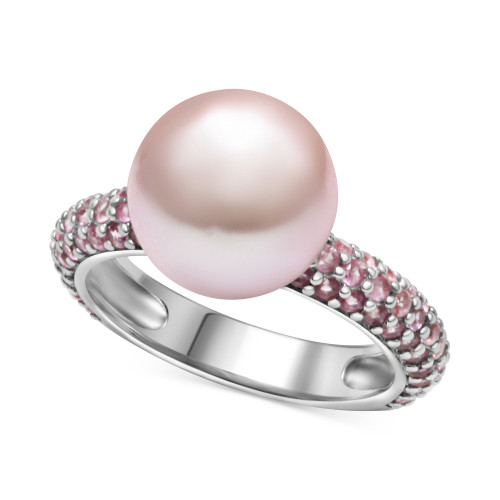 Pink Cultured Freshwater Pearl (11mm) & Pink Sapphire (1-1/2 ct. t.w.) Ring in Sterling Silver