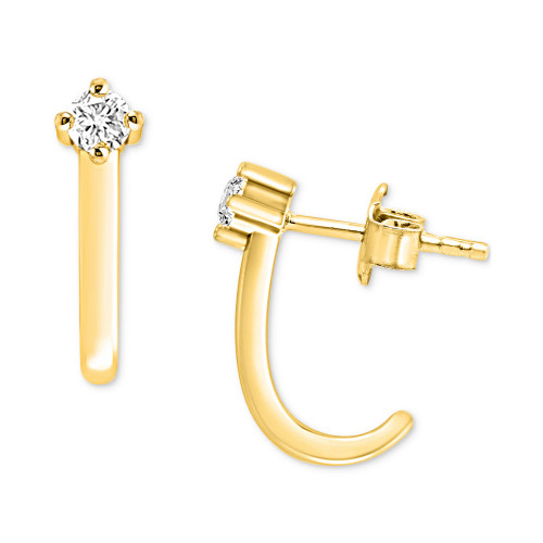 Diamond J-Hoop Earrings (1/10 ct. t.w.) in 10k Gold