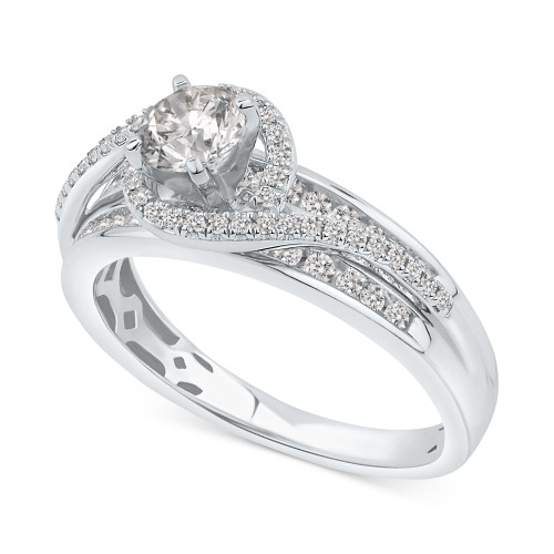 Diamond Swirl Engagement Ring (1 ct. t.w.) in 14k White Gold