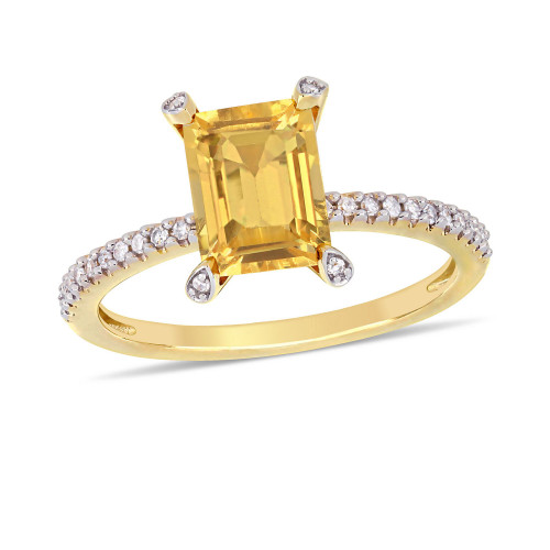 Citrine (1-1/2 ct.t.w.) and Diamond (1/10 ct.t.w.) Ring in 10k Yellow Gold