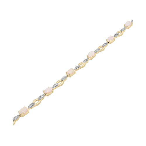 Opal (1-1/2 ct. t.w.) & Diamond (1/10 ct. t.w.) Link Bracelet in 14k Gold