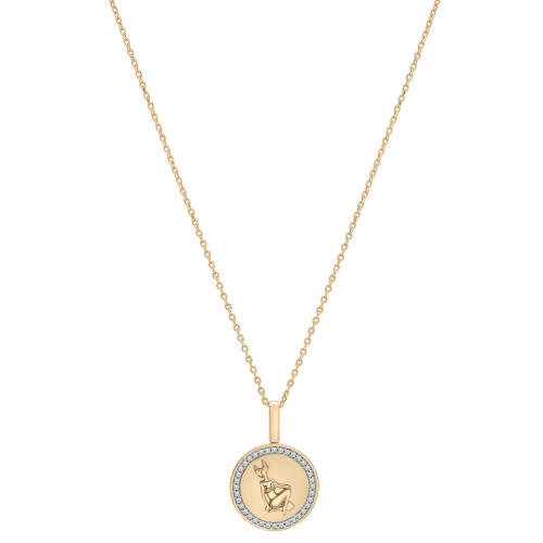 Diamond Taurus Disc 18" Pendant Necklace (1/10 ct. t.w.) in 14k Gold-Plated Sterling Silver, Created for Macy's
