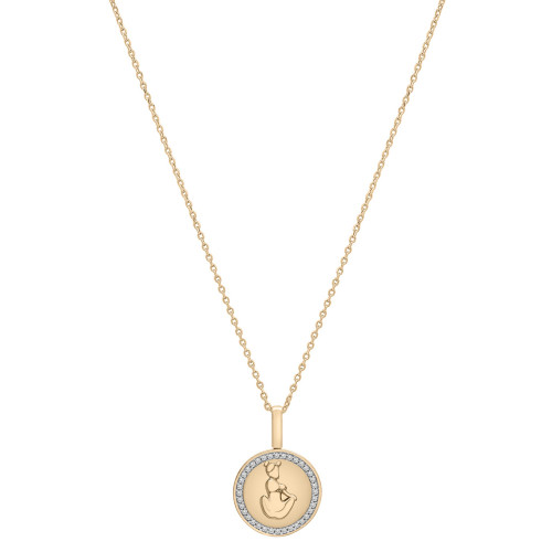 Diamond Capricorn Disc 18" Pendant Necklace (1/10 ct. t.w.) in 14k Gold-Plated Sterling Silver, Created for Macy's