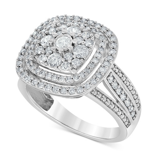 Diamond Halo Cluster Ring (1 ct. t.w.) in 10k White Gold
