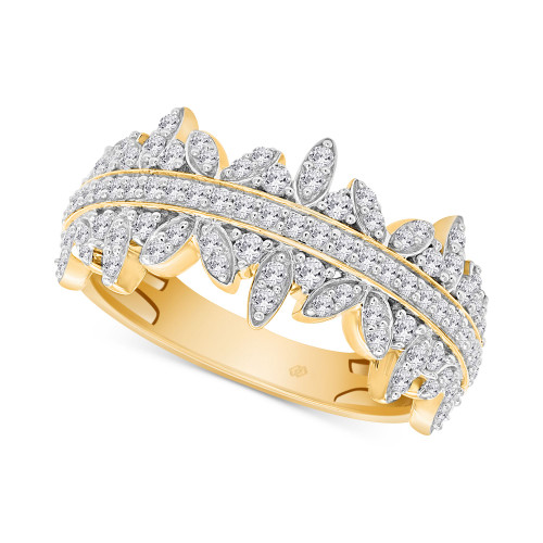 Diamond Horizontal Cluster Statement Ring (1/2 ct. t.w.) in 14k Gold-Plated Sterling Silver