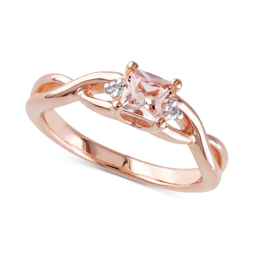 Morganite (1/3 ct. t.w.) & Diamond Accent Braided Shank Ring in 18k Rose Gold-Plated Sterling Silver