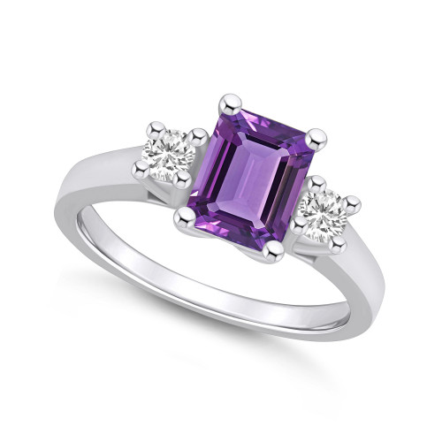 Amethyst and Diamond Ring (1-5/8 ct.t.w and 1/4 ct.t.w) 14K White Gold