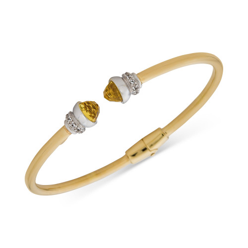 Citrine (1-5/8 ct. t.w.) & White Topaz (1/6 ct. t.w.) Bangle Bracelet in Sterling Silver & 14k Gold-Plate