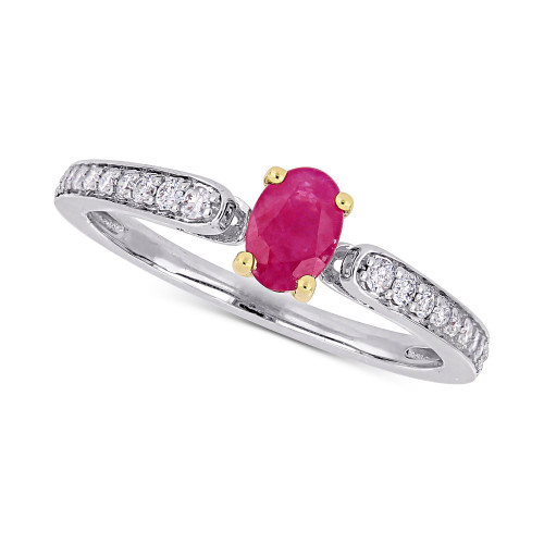 Ruby (5/8 ct. t.w.) & Diamond (1/6 ct. t.w.) Ring in 10k Gold & White Gold