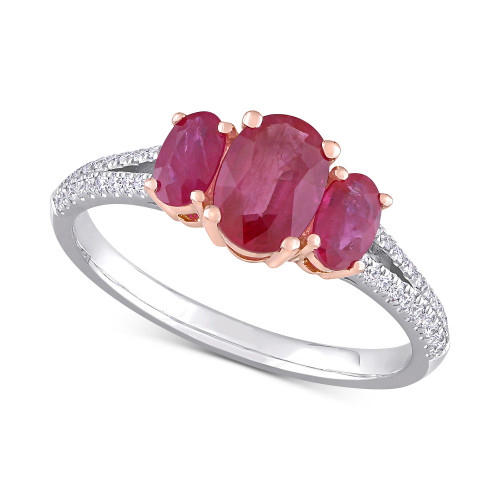 Ruby (1-1/2 ct. t.w.) & Diamond (1/6 ct. t.w.) Ring in 14k Rose & White Gold