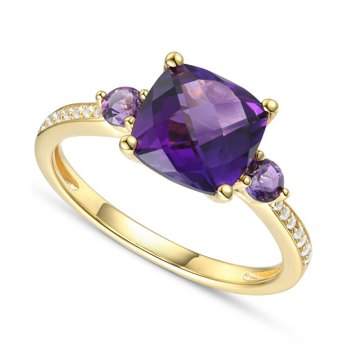 Amethyst (2-1/3 ct. t.w.) & Diamond (1/20 ct. t.w.) Ring in 14k Gold