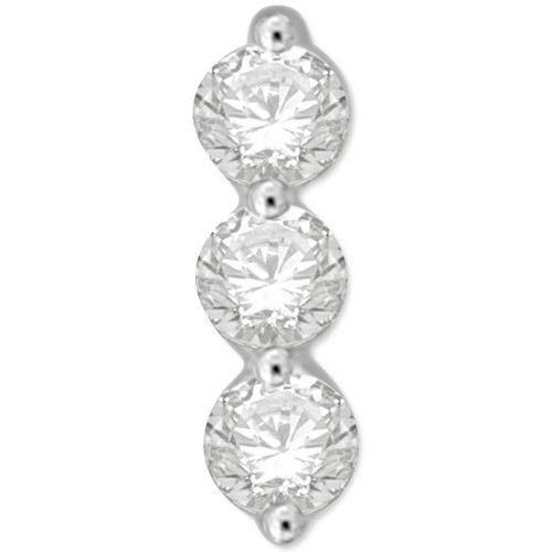 Diamond Three Stone Single Stud Earring (1/3 ct. t.w.) in 14k White Gold