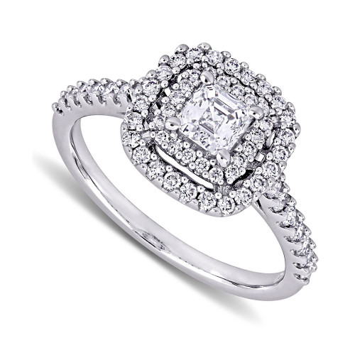 Diamond Asscher Center Halo Engagement Ring (1 ct. t.w.) in 14k White Gold