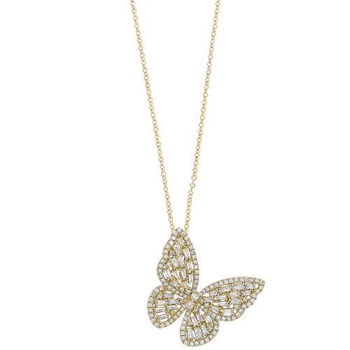 EFFY® Diamond Butterfly 18" Pendant Necklace (1-3/8 ct. t.w.) in 14k Yellow Gold