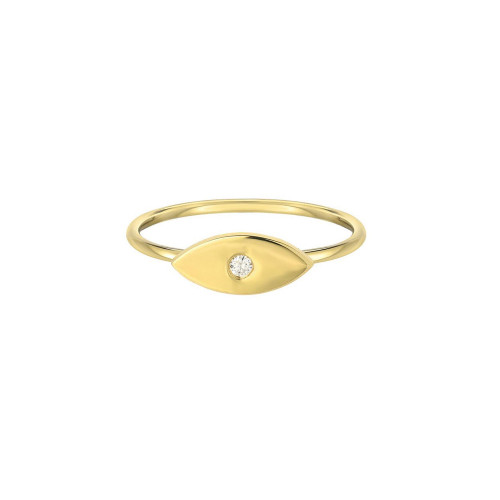 14K Gold Diamond Evil Eye Ring