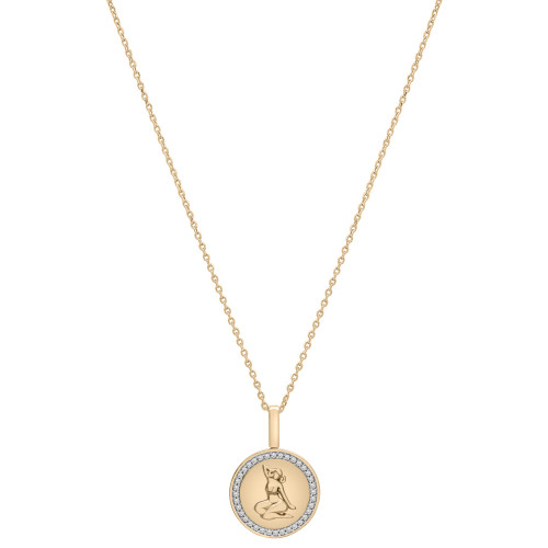 Diamond Aries Disc 18" Pendant Necklace (1/10 ct. t.w.) in 14k Gold-Plated Sterling Silver, Created for Macy's
