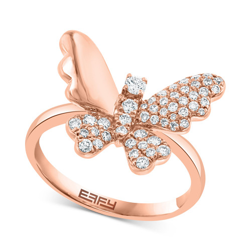 EFFY® Diamond Butterfly Ring (1/2 ct. t.w.) in 14k Rose Gold