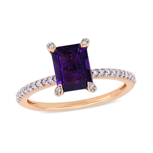 Amethyst (1-1/2 ct.t.w.) and Diamond (1/10 ct.t.w.) Ring in 10k Rose Gold