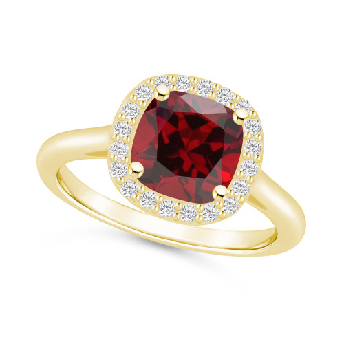 Garnet (2-3/4 ct. t.w.) and Diamond (1/4 ct. t.w.) Halo Ring in 14K Yellow Gold