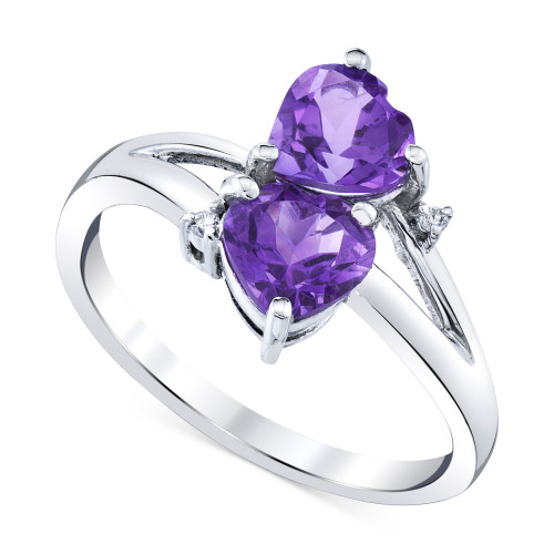 Amethyst (1-3/8 ct. t.w.) & Diamond Accent Double Heart Ring in 10k White Gold