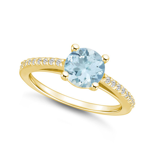 Aquamarine (1-1/4 ct. t.w.) and Diamond (1/6 ct. t.w.) Ring in 14K Yellow Gold