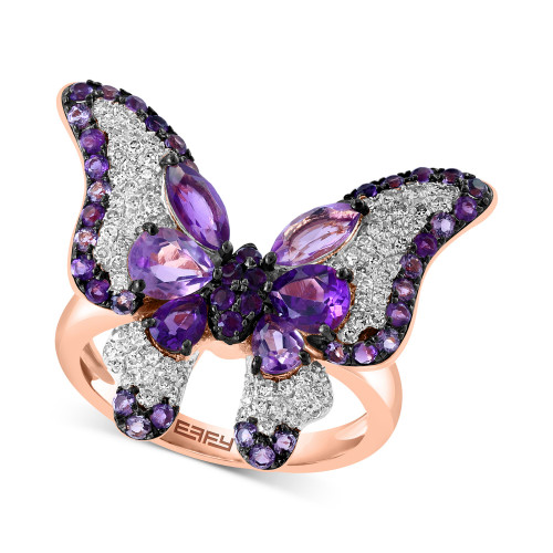 EFFY® Amethyst (1-3/4 ct. t.w.) & Diamond (1/3 ct. t.w.) Ring in 14k Rose Gold