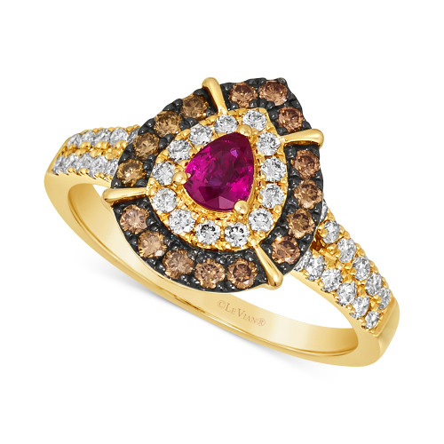 Passion Ruby (1/4 ct. t.w.) & Diamond (3/4 ct. t.w.) Halo Ring in 14k Gold