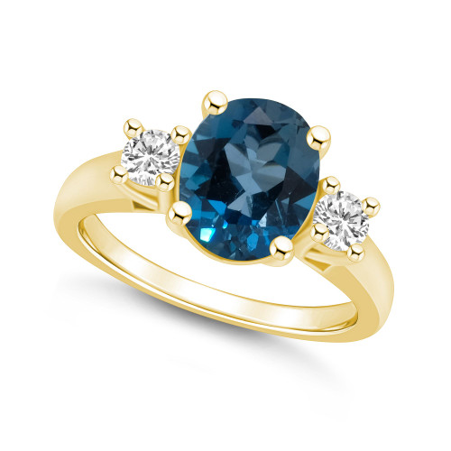London Blue Topaz and Diamond Ring (3-5/8 ct.t.w and 1/3 ct.t.w) 14K Yellow Gold
