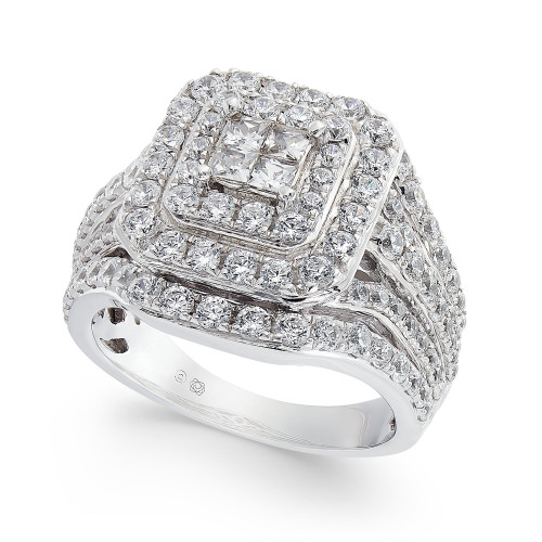 Diamond Princess Cluster Ring (2 ct. t.w.) in 14k White Gold