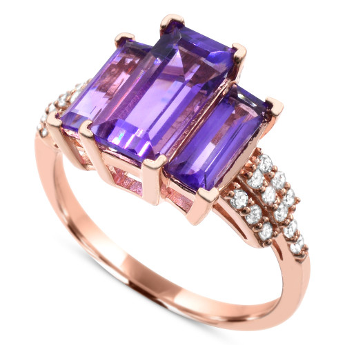 Amethyst (3-1/4 ct. t.w.) & Diamond (1/5 ct. t.w.) in 14k Rose Gold